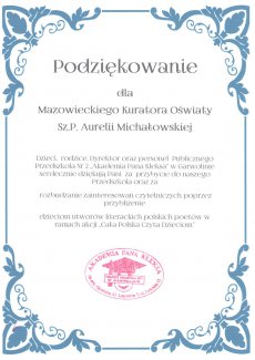 Podziękowania - Publiczne Przedszkole Nr 2 Akademia Pana Kleksa w Garwolinie
