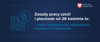 Zasady pracy szkół i placówek od 26 kwietnia br. – nauka hybrydowa dla najmłodszych uczniów z 11 województw