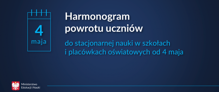 Harmonogram powrotu uczniów do stacjonarnej nauki w szkołach i placówkach