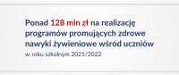 Ponad 128 mln zł na realizację programów promujących zdrowe nawyki żywieniowe wśród uczniów w roku szkolnym 2021/2022!