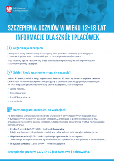 Szczepienia uczniów w wieku 12-18 lat – informacje dla szkół i placówek  