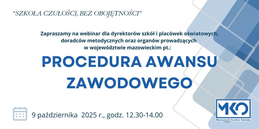 Webinar pt. „Procedura awansu zawodowego".